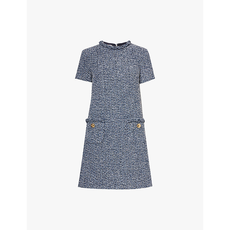 Valentino Garavani Button-embellished tweed-textured woven-blend midi dress | VALENTINO GARAVANI