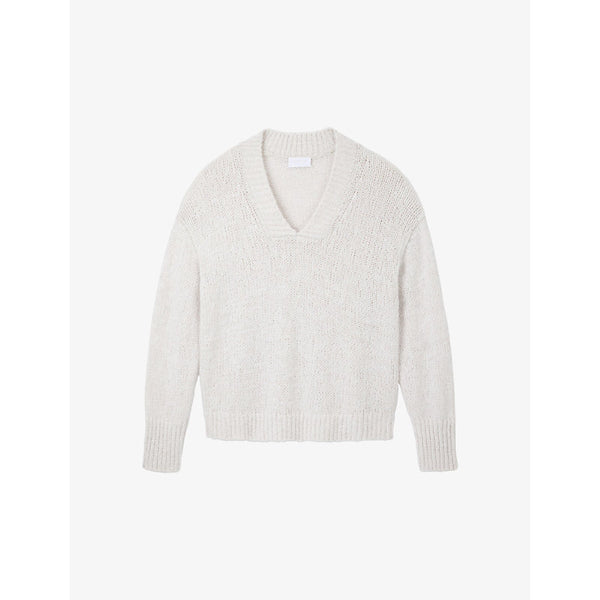 The White Company Chunky V-neck wool-blend knitted jumper