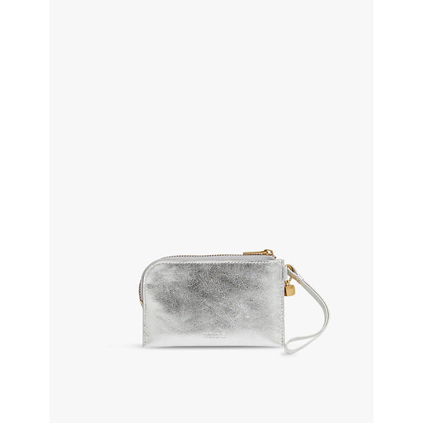 Reiss Gloria logo-embossed leather coin purse