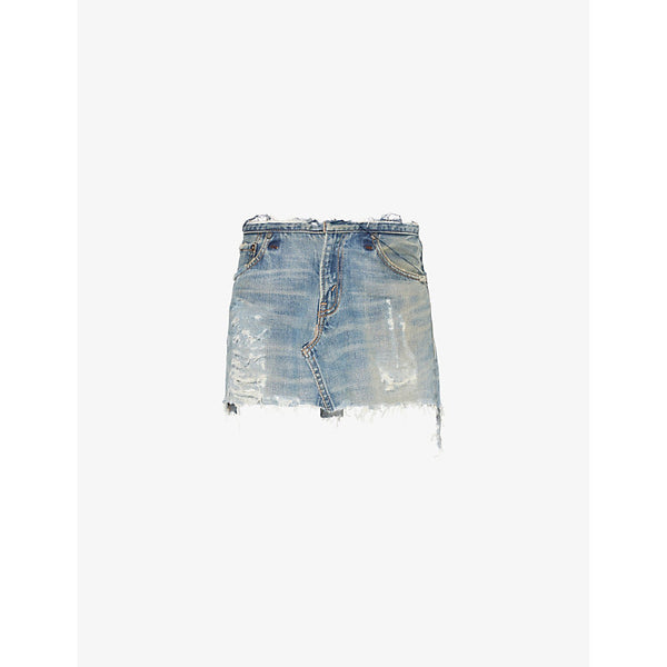 Jean Vintage Deconstructed upcycled denim mini skirt