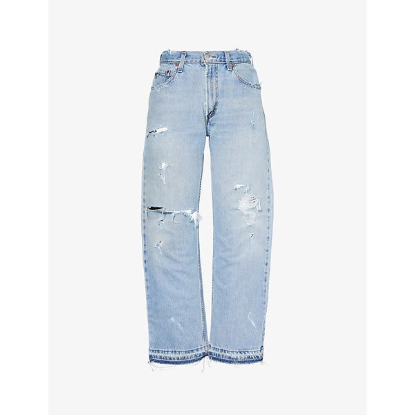 Jean Vintage Distressed straight-leg mid-rise jeans