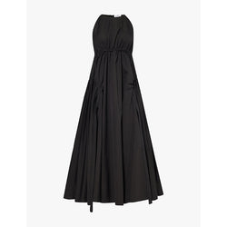 Alaia Halterneck pleated cotton maxi dress | ALAIA