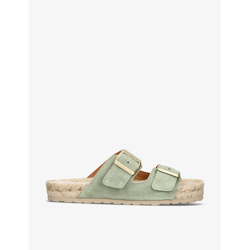 Manebi Hamptons Nordic double-buckle flat suede sandals