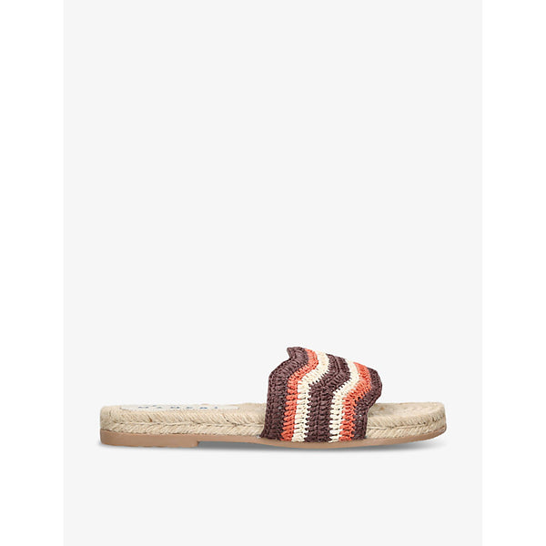 Manebi Single-strap striped flat raffia sandals | Manebi