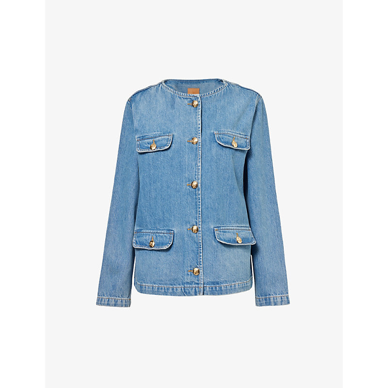  Anine Bing Janet flap-pocket organic-denim jacket