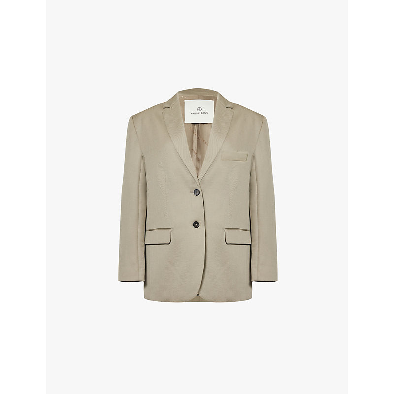  Anine Bing Quinn notch-lapel single-breasted wool blazer