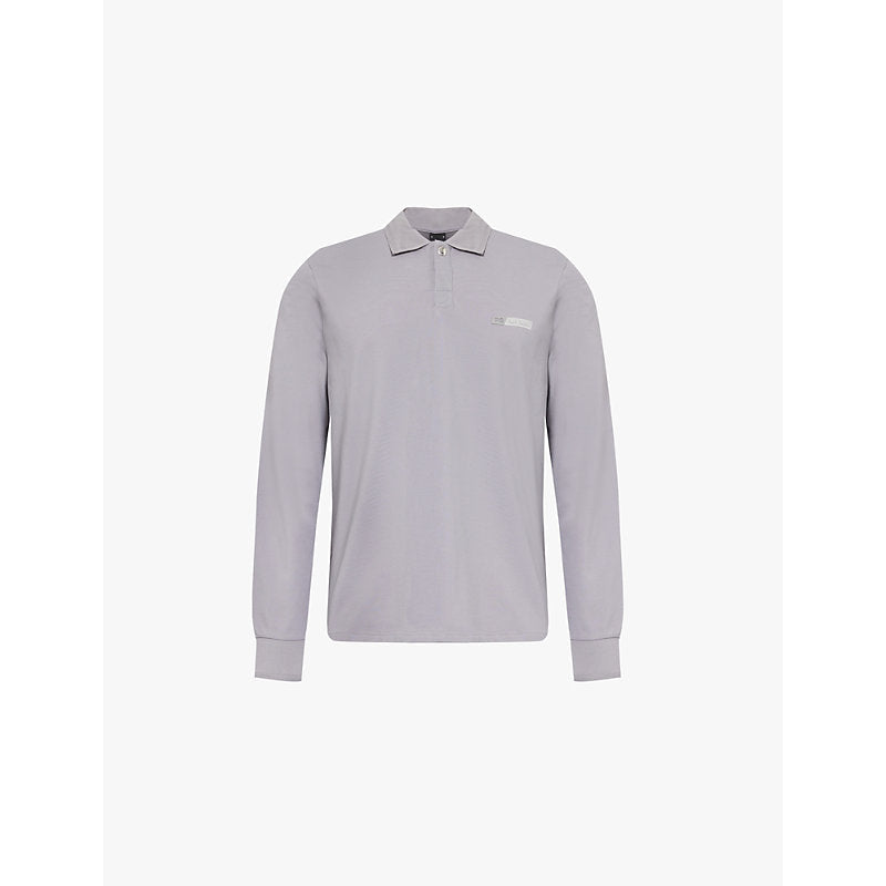  Ps By Paul Smith Tilt long-sleeved cotton-piqué polo shirt