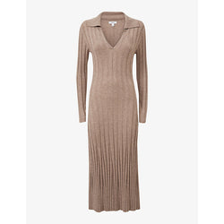  Reiss Winnie collar knitted midi dress