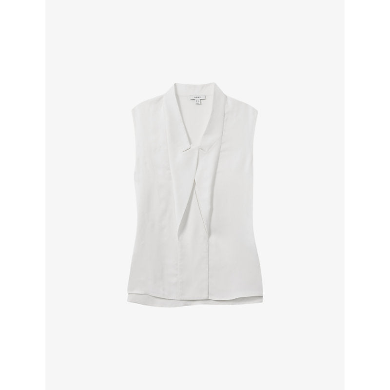  Reiss Wren peak-lapel sleeveless woven top