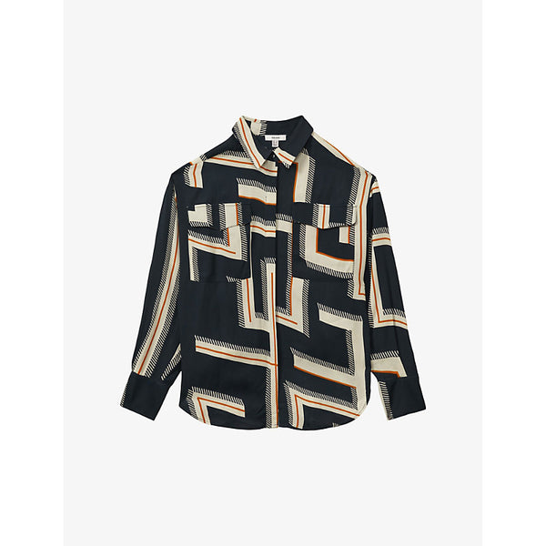  Reiss Isadora graphic-print long-sleeve woven shirt