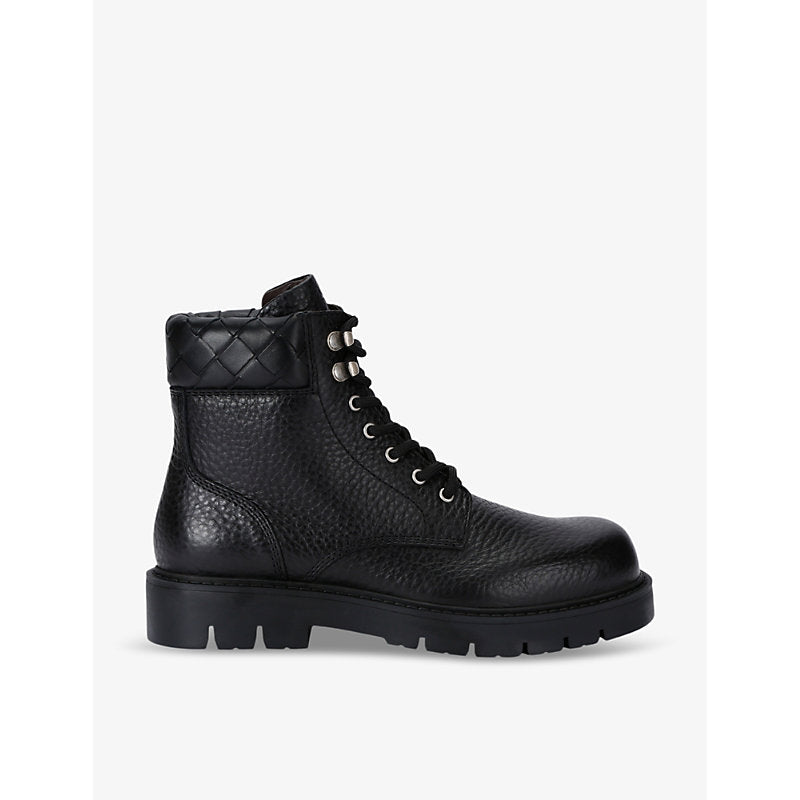 Bottega Veneta Haddock Intrecciato-collar calf-leather ankle boots