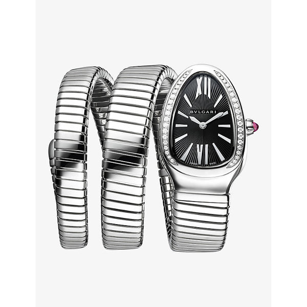 Bvlgari SP35BSDS2T Serpenti Tubogas stainless-steel and 0.29ct diamond quartz watch