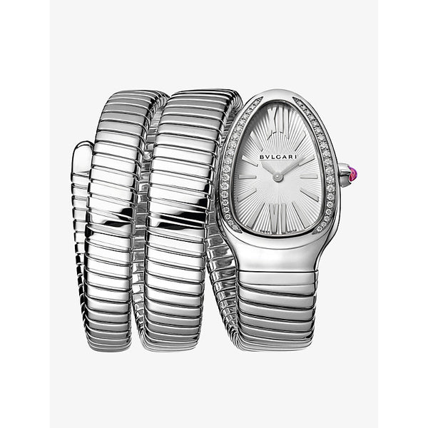 Bvlgari SP35C6SDS2TL Serpenti Tubogas stainless-steel and 0.401ct brilliant-cut diamond quartz watch