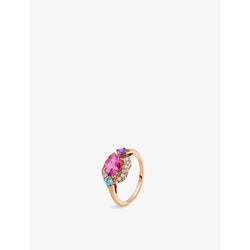 Bvlgari Allegra 18ct rose-gold, pink tourmaline, amethyst, blue topaz and 0.2ct diamond ring