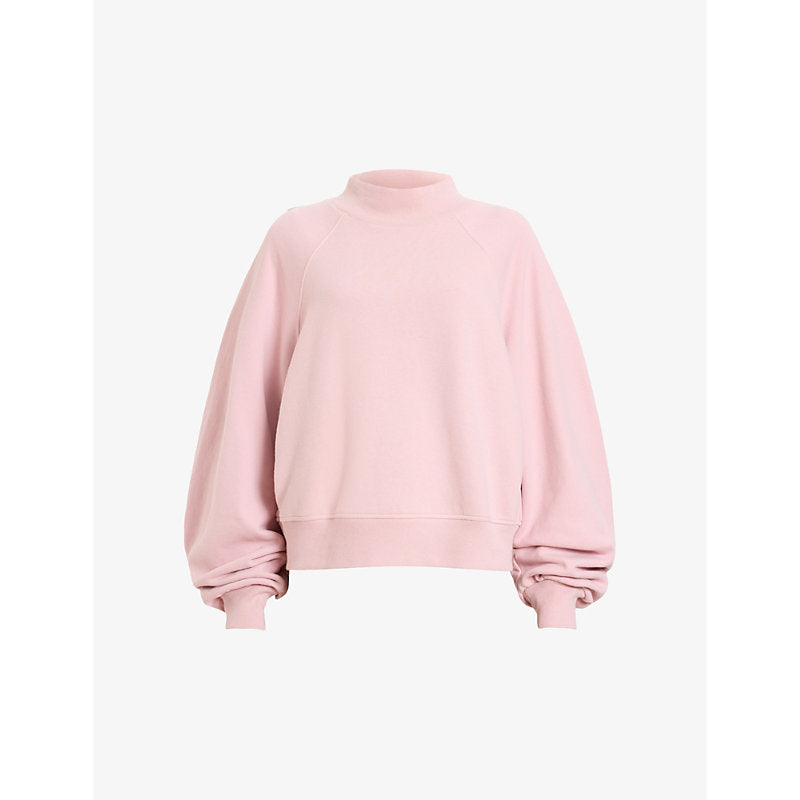  Allsaints Dana gathered-sleeve high-rise organic-cotton sweatshirt