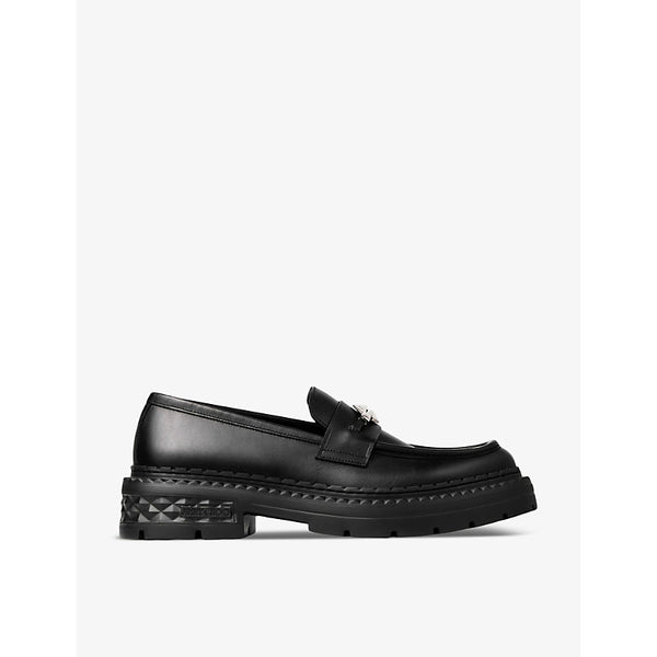 Jimmy Choo Marlow Diamond logo-embellished leather loafers