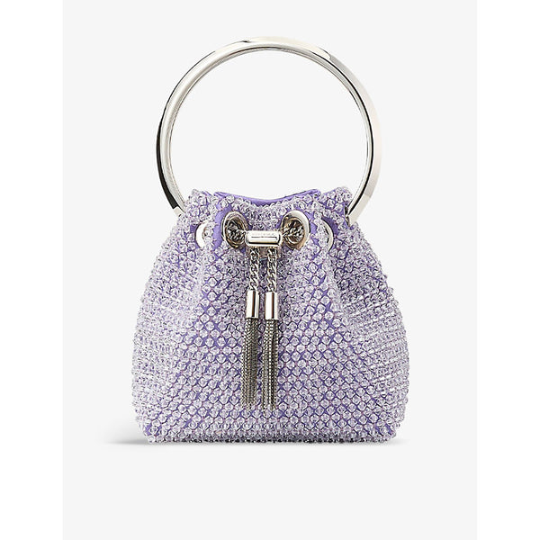 Jimmy Choo Bon Bon Micro crystal-embellished satin top-handle bag