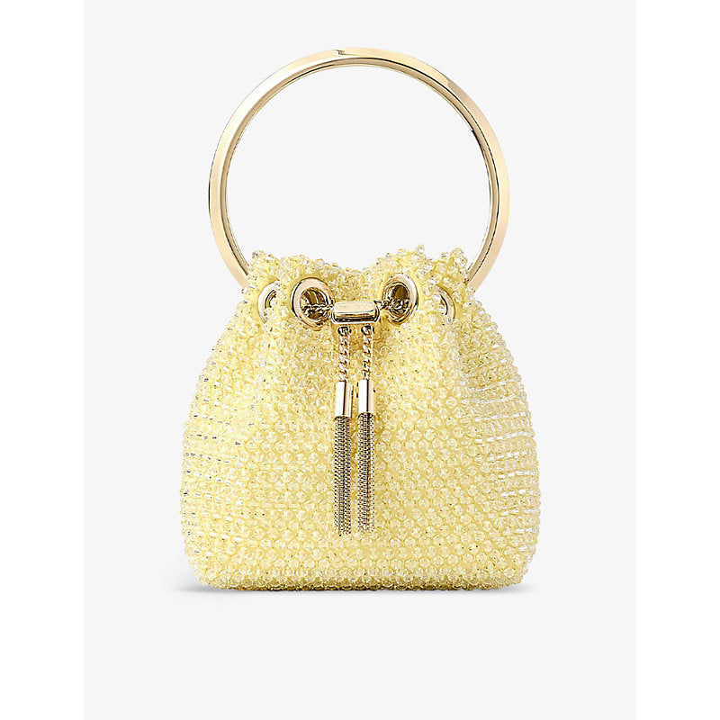  Jimmy Choo Bon Bon Micro crystal-embellished satin top-handle bag