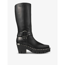 Jimmy Choo Quinn 75 studded leather heeled mid-calf boots