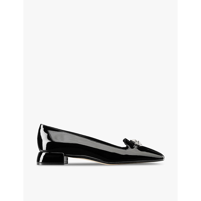 Jimmy Choo Ravi Flat crystal-embellished patent-leather ballerina pumps