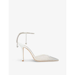 Jimmy Choo Saeda 100 crystal-embellished mesh heeled courts