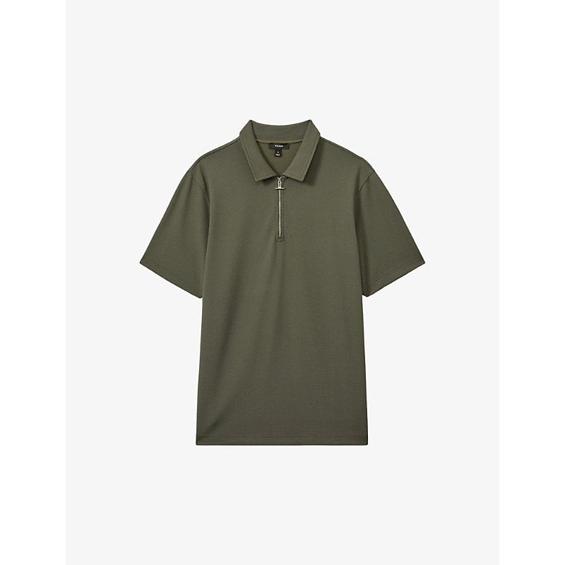  Reiss Albany half-zip short-sleeve stretch-woven polo