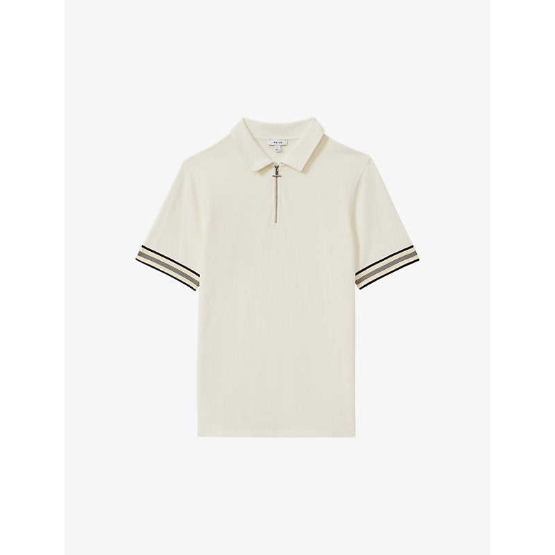  Reiss Bristol zip-neck short-sleeve stretch-knit polo