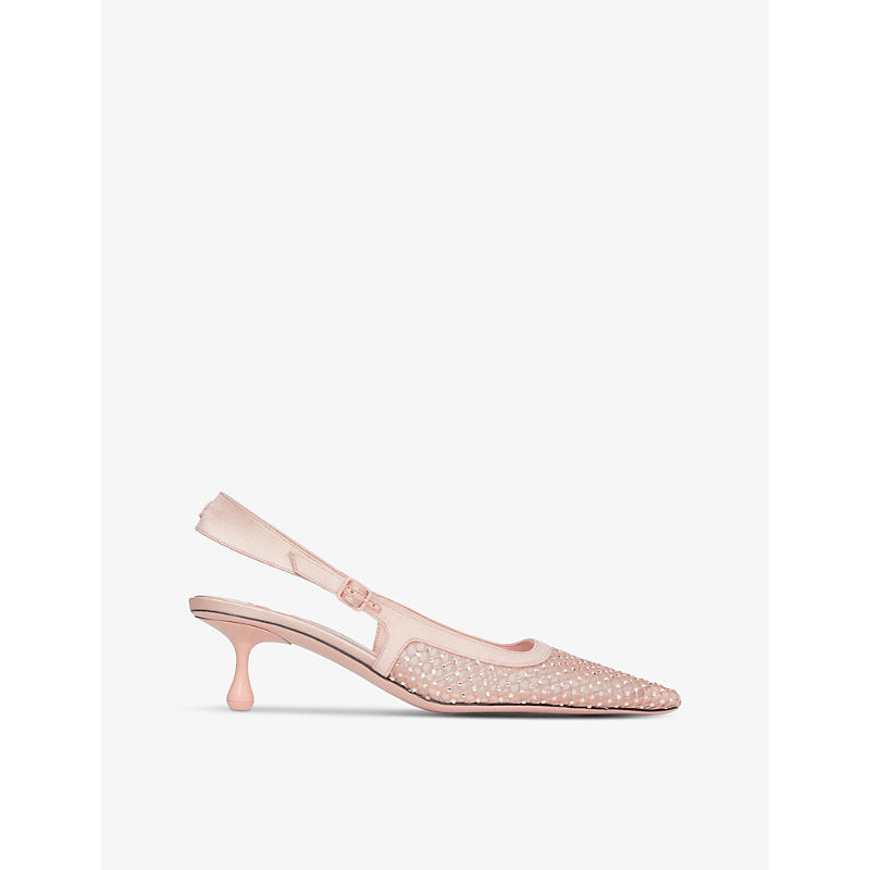 Jimmy Choo Amel 50 crystal-embellished mesh heeled courts