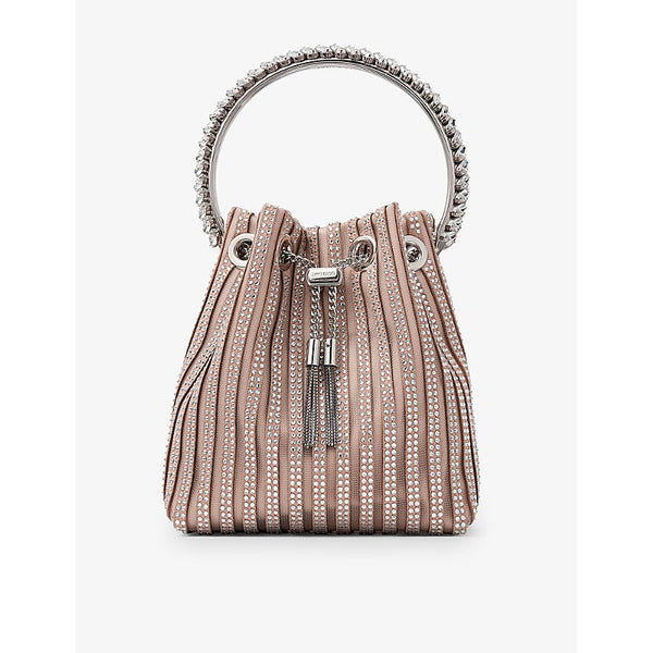 Jimmy Choo Bon Bon crystal-embellished suede top-handle bag