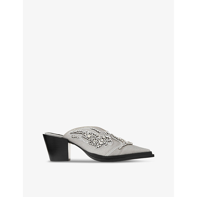 Jimmy Choo Cece 60 crystal-embellished woven heeled mules