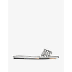 Jimmy Choo Clovis square-toe metallic-leather sandals