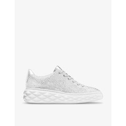 Jimmy Choo Diamond Light Maxi crystal-embellished suede low-top trainers