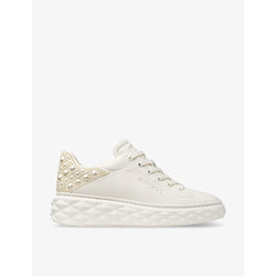 Jimmy Choo Diamond Maxi faux pearl-embellished leather low-top trainers