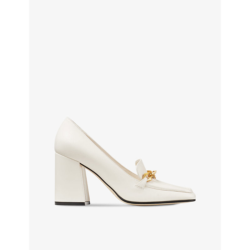 Jimmy Choo Diamond Tilda chain-embellished leather heeled loafers