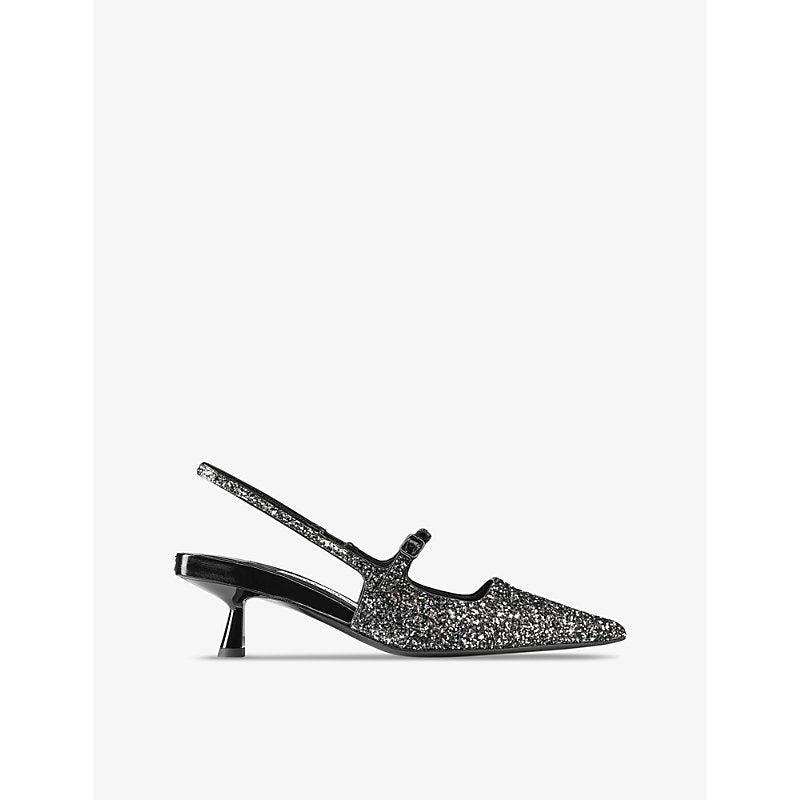 Jimmy Choo Didi 45 glitter-embellished patent-leather heeled slingbacks