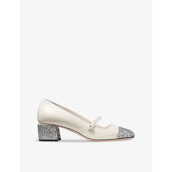 Jimmy Choo Elisa 45 pearl-embellished leather heeled courts