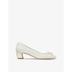 Jimmy Choo Elme 45 faux pearl-embellished satin courts