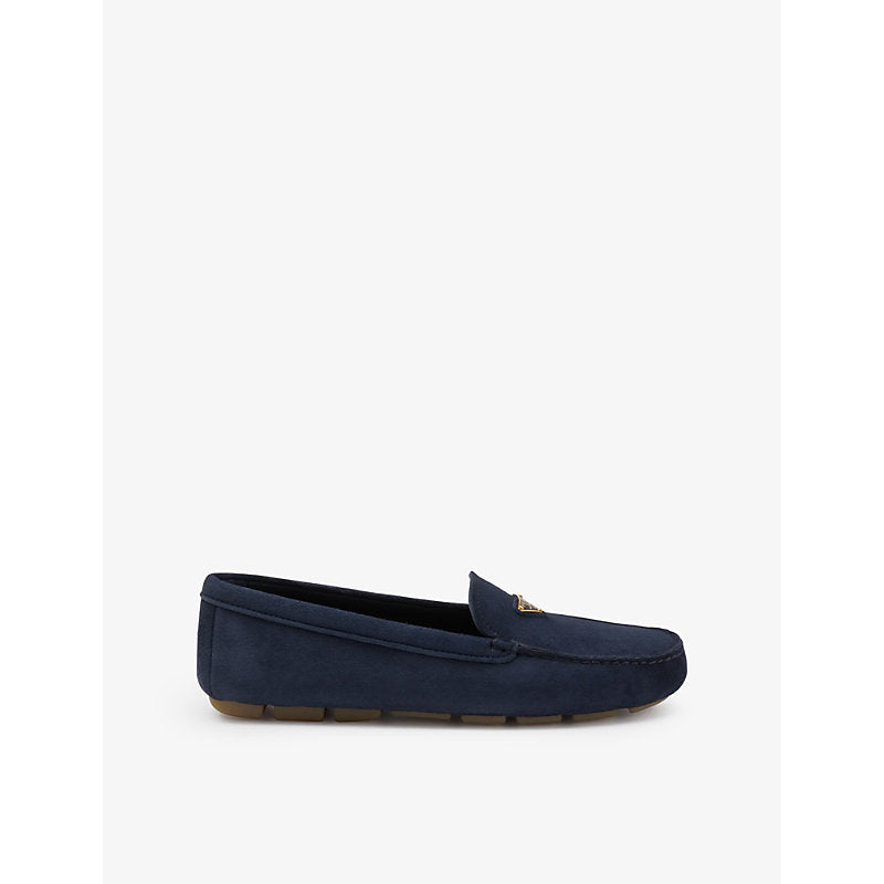 Prada Logo-plaque suede driving loafers