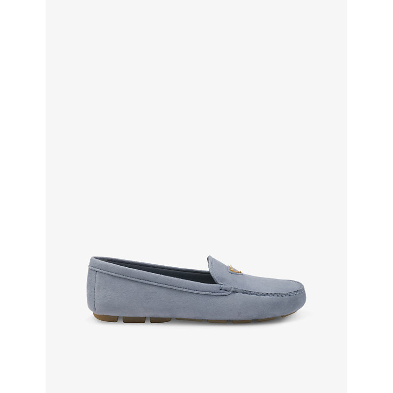 Prada Logo-plaque suede driving loafers