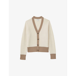  Reiss Brie colour-block button-up wool cardigan