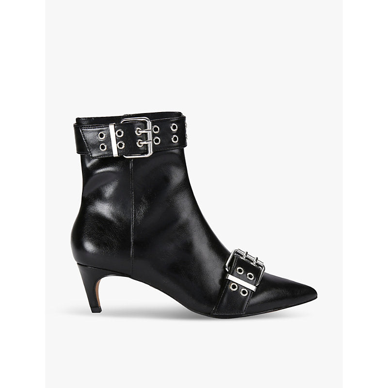 Kg Kurt Geiger Trace buckle pointed-toe heeled faux-leather boots