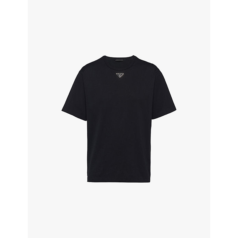  Prada Short-sleeved logo-tab cotton-jersey T-shirt