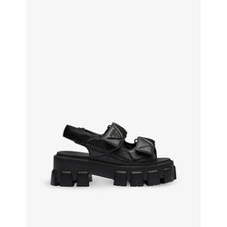 Prada Monolith logo-embroidered nappa leather heeled sandals