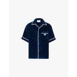  Prada Brand-plaque cotton bowling shirt