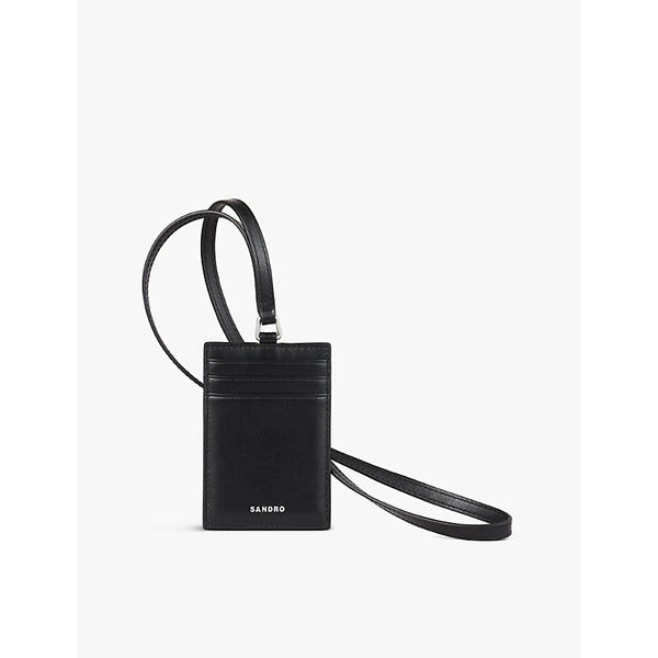 Sandro Branded neck-strap leather card holder | Sandro