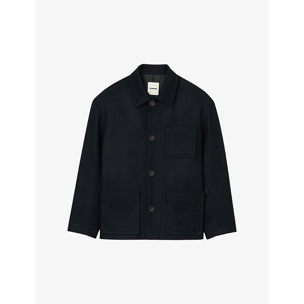 Sandro Patch-pocket regular-fit wool and cashmere-blend jacket