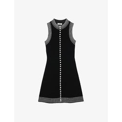 Sandro Contrast-stitch slim-fit sleeveless stretch-knit mini dress | SANDRO