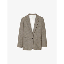  Sandro Single-breasted houndstooth stretch-woven blazer