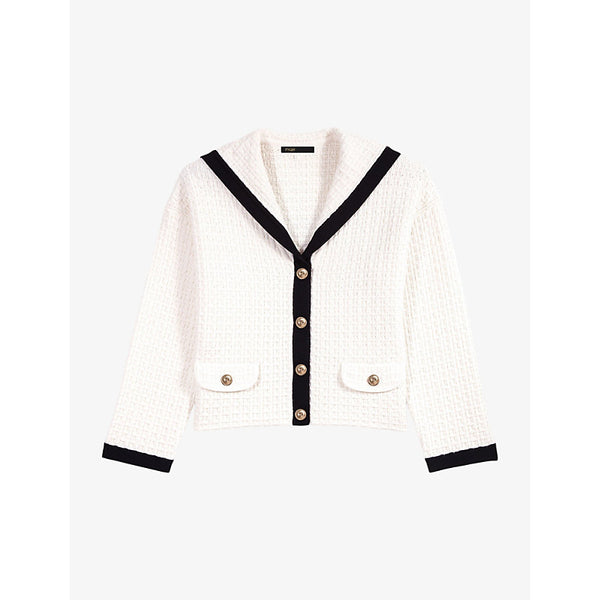  Maje Sailor-collar relaxed-fit cotton-blend cardigan