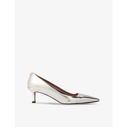 Maje Pointed-toe metallic heeled leather pumps